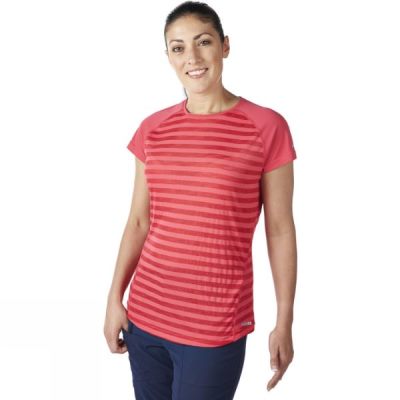 Baselayer Berghaus Stripe Manga Corta Crew Mujer Rojas - Chile PTU563219